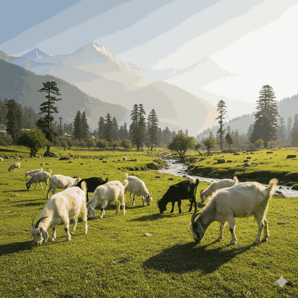 Goats grazing in Himachal